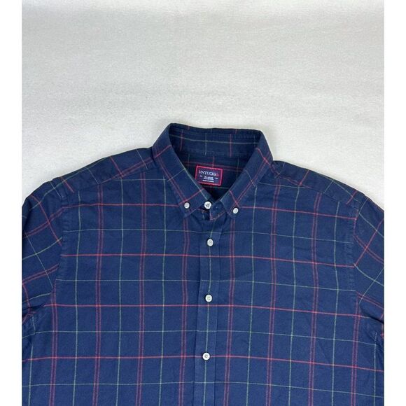 Untuckit Shirt XL Blue Plaid Flannel Long Sleeve Button Front - Picture 3 of 7